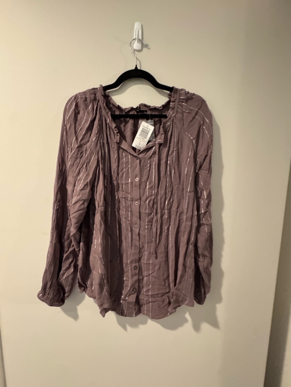 NWT- Button-Front Peasant Blouse - Mauve